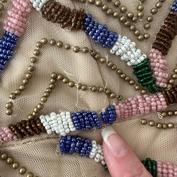 NWT X By NBD Nea Romper Aztec Tan Multi Color Beaded Striped Jumpsuit Large - Picture 6 of 16